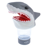 Open Jaws Shark Floating Pool Chlorine Dispenser, Collapsible Base, Holds 3" Tablets - 11" Fun, Scary Teeth Great White Animal Float