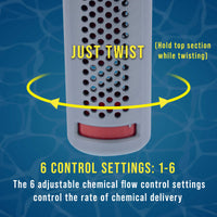Flamingo Floating Spa, Hot Tub & Small Pool Chlorine and Bromine Dispenser - Holds 1" Tablets, 6 Flow Level Control Settings, Pink