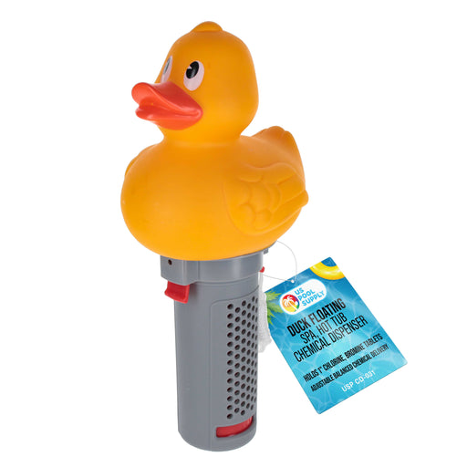 U.S. Pool Supply Duck Floating Spa, Hot Tub & Small Pool Chlorine and Bromine Dispenser - Holds 1" Tablets, 6 Flow Level Control Settings