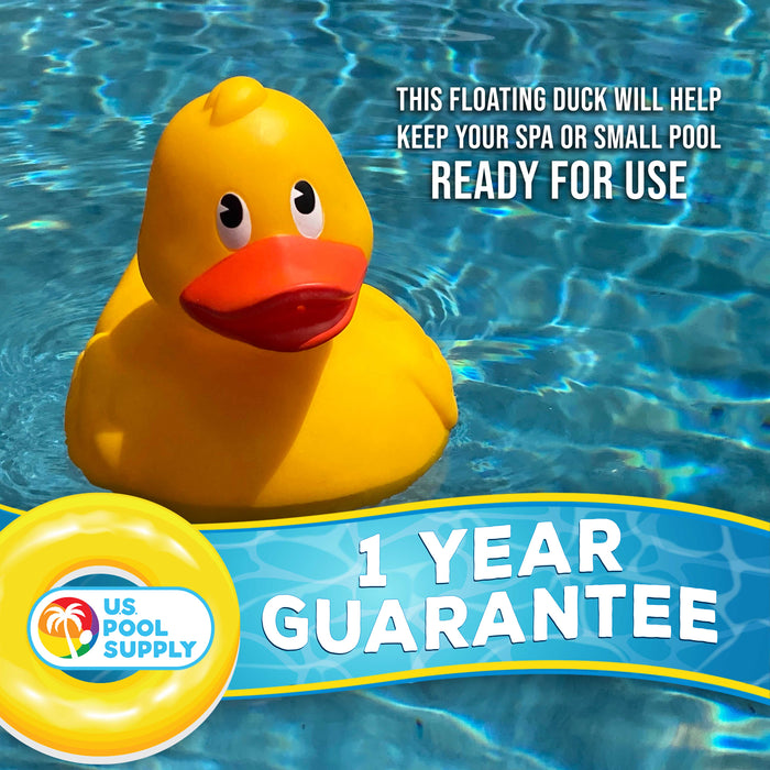 U.S. Pool Supply Duck Floating Spa, Hot Tub & Small Pool Chlorine and Bromine Dispenser - Holds 1" Tablets, 6 Flow Level Control Settings