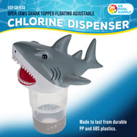 Open Jaws Great White Shark Floating Pool Chlorine Dispenser, Collapsible Base, Holds 3" Tablets - Scary Teeth, Animal Float Floater