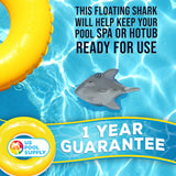 Open Jaws Great White Shark Floating Pool Chlorine Dispenser, Collapsible Base, Holds 3" Tablets - Scary Teeth, Animal Float Floater