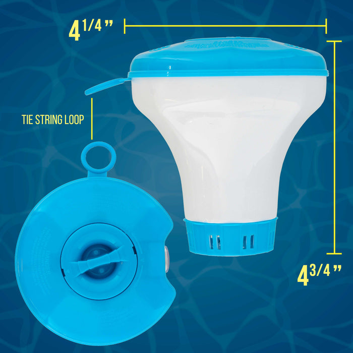 U.S. Pool Supply® Spa, Hot Tub, Small Pool, 4-1/2" Diameter Floating Chlorine & Bromine Chemical Dispenser with 120° F Thermometer, 1" or 1-1/2" Tablet