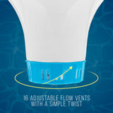 Spa, Hot Tub, Small Pool, 4-1/2" Diameter Floating Chlorine & Bromine Chemical Dispenser with 120° F Thermometer, 1" or 1-1/2" Tablet