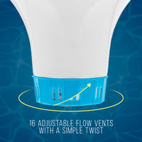 Spa, Hot Tub, Small Pool, 4-1/2" Diameter Floating Chlorine & Bromine Chemical Dispenser with 120° F Thermometer, 1" or 1-1/2" Tablet