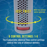Floating Spa, Hot Tub & Small Pool Chlorine and Bromine Chemical Dispenser - Holds 1" Tablets, 6 Flow Level Control Settings