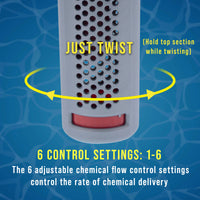 Floating Spa, Hot Tub & Small Pool Chlorine and Bromine Chemical Dispenser - Holds 1" Tablets, 6 Flow Level Control Settings