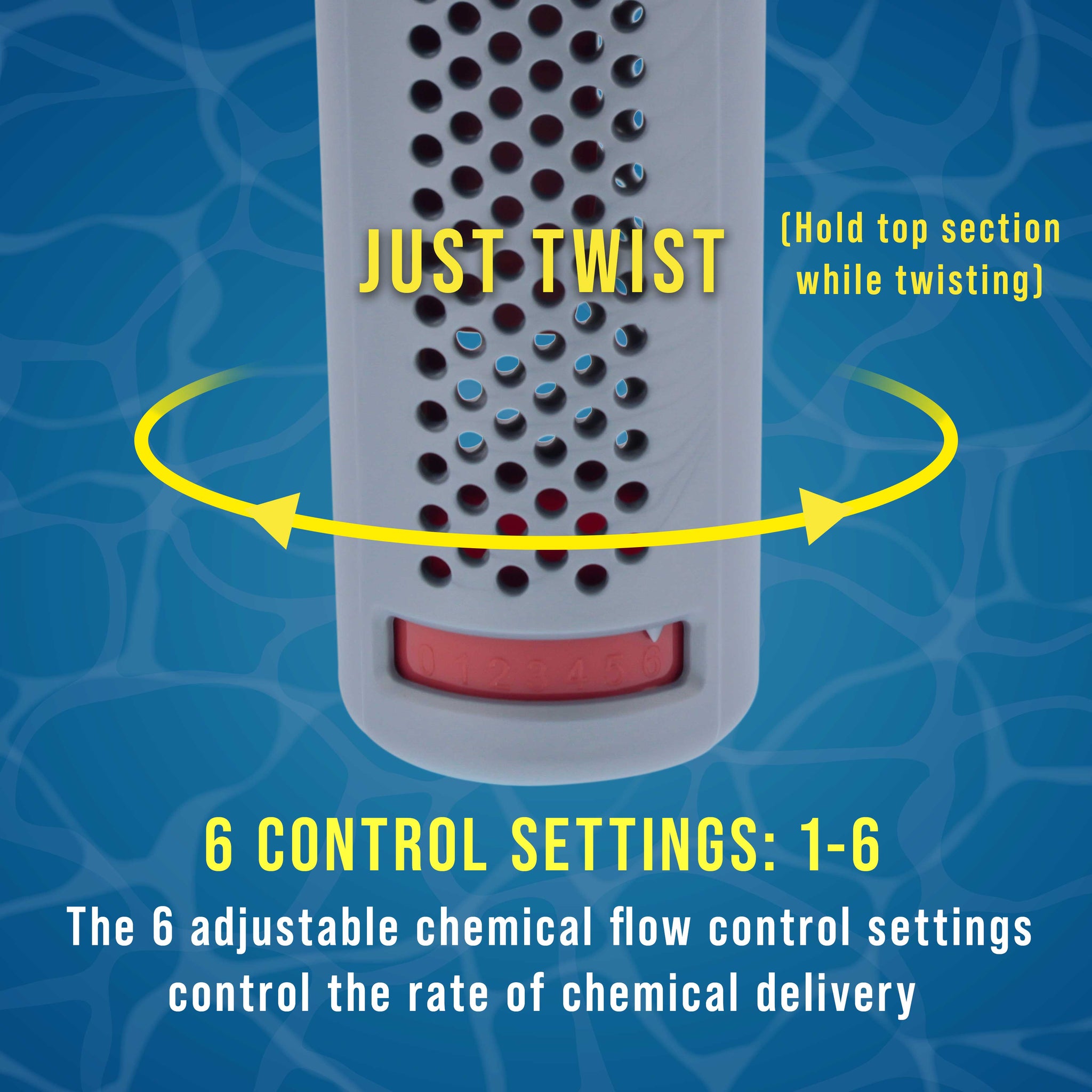 Floating Spa, Hot Tub & Small Pool Chlorine and Bromine Chemical Dispenser - Holds 1" Tablets, 6 Flow Level Control Settings