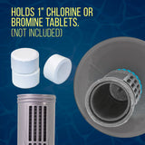 Floating Spa, Hot Tub & Small Pool Chlorine and Bromine Chemical Dispenser - Holds 1" Tablets, 13 Flow Level Control Settings