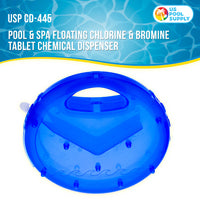Pool & Spa Floating Chlorine & Bromine 3" Tablet View Circle Chemical Dispenser 10" Diameter - Floats Upright when Full and Flat when Needs Refill