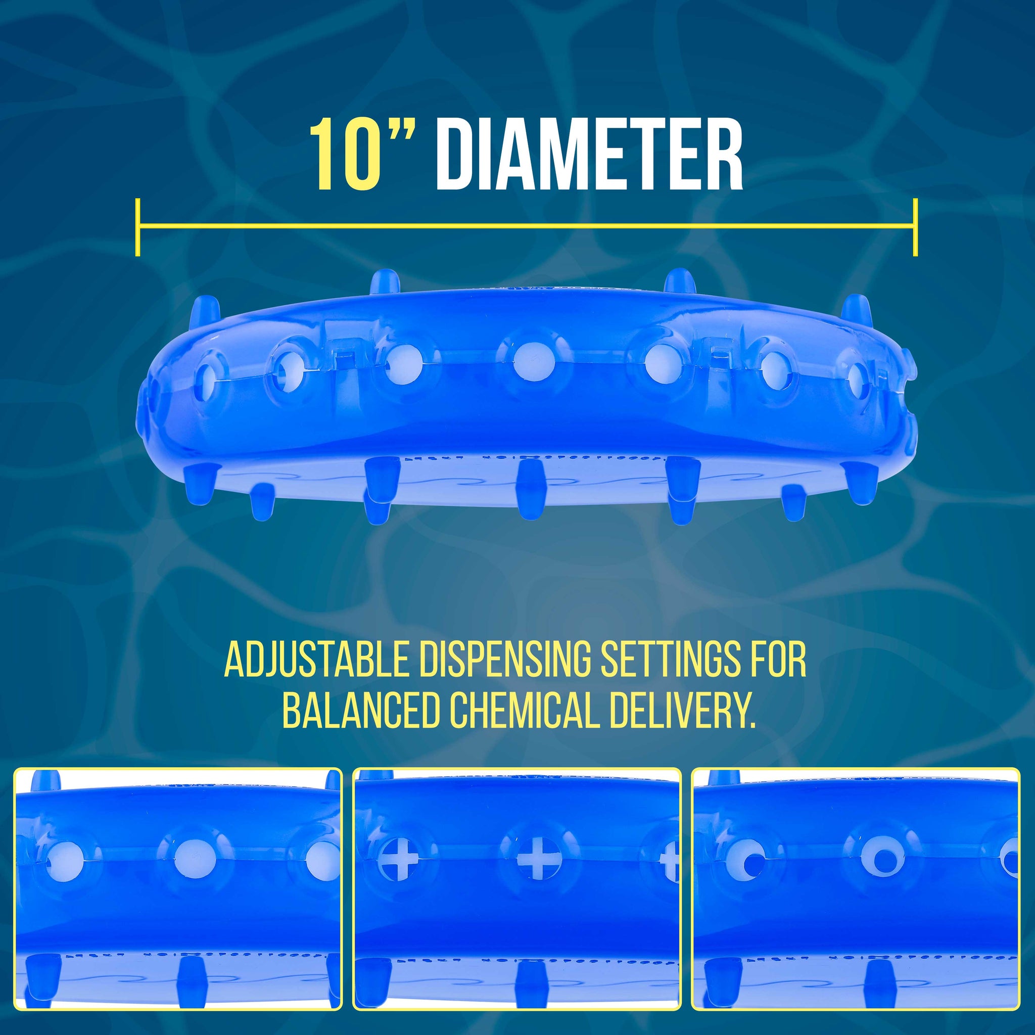 Pool & Spa Floating Chlorine & Bromine 3" Tablet View Circle Chemical Dispenser 10" Diameter - Floats Upright when Full and Flat when Needs Refill