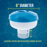 Pool Floating Collapsible Chlorine 3" or 4" Tablet Chemical Dispenser, 8" Diameter, Collapsible