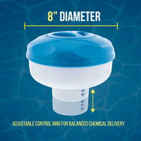 Pool Floating Collapsible Chlorine 3" or 4" Tablet Chemical Dispenser, 8" Diameter, Collapsible