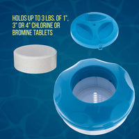 Pool Floating Collapsible Chlorine 3" or 4" Tablet Chemical Dispenser, 8" Diameter, Collapsible
