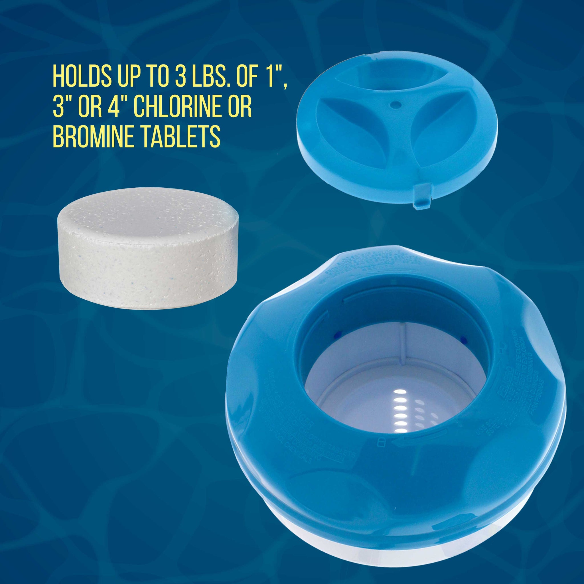 Pool Floating Collapsible Chlorine 3" or 4" Tablet Chemical Dispenser, 8" Diameter, Collapsible