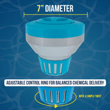 Deluxe Pool Chlorine Floater Dispenser - 3" Tablets, 7" Diameter - Inground & Above Ground Swimming Pools, Large Floating Chlorinator