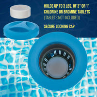Deluxe Pool Chlorine Floater Dispenser - 3" Tablets, 7" Diameter - Inground & Above Ground Swimming Pools, Large Floating Chlorinator