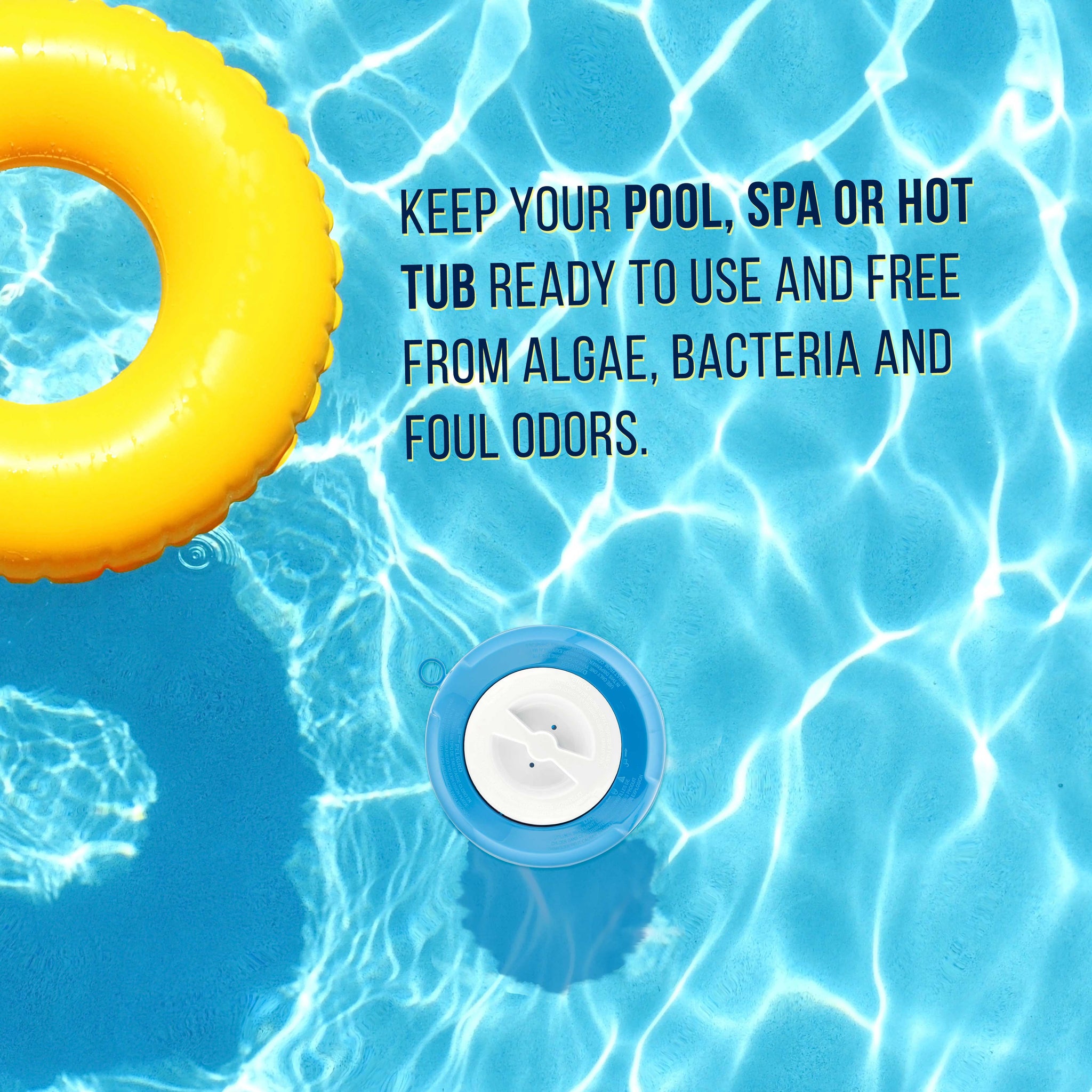 Floating Pool Chlorine and Bromine Chemical Dispenser with Pop-Up Refill Indicator - Holds 3" and 4" Tablets, 8" Diameter - Balanced Chemical Delivery
