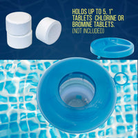 Pool & Spa Floating Chlorine & Bromine 1" Tablet Chemical Dispenser, 5" Diameter, Collapsible Floater