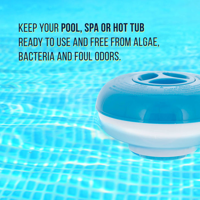 U.S. Pool Supply® Pool & Spa Floating Chlorine & Bromine 1" Tablet Chemical Dispenser, 5" Diameter, Collapsible Floater