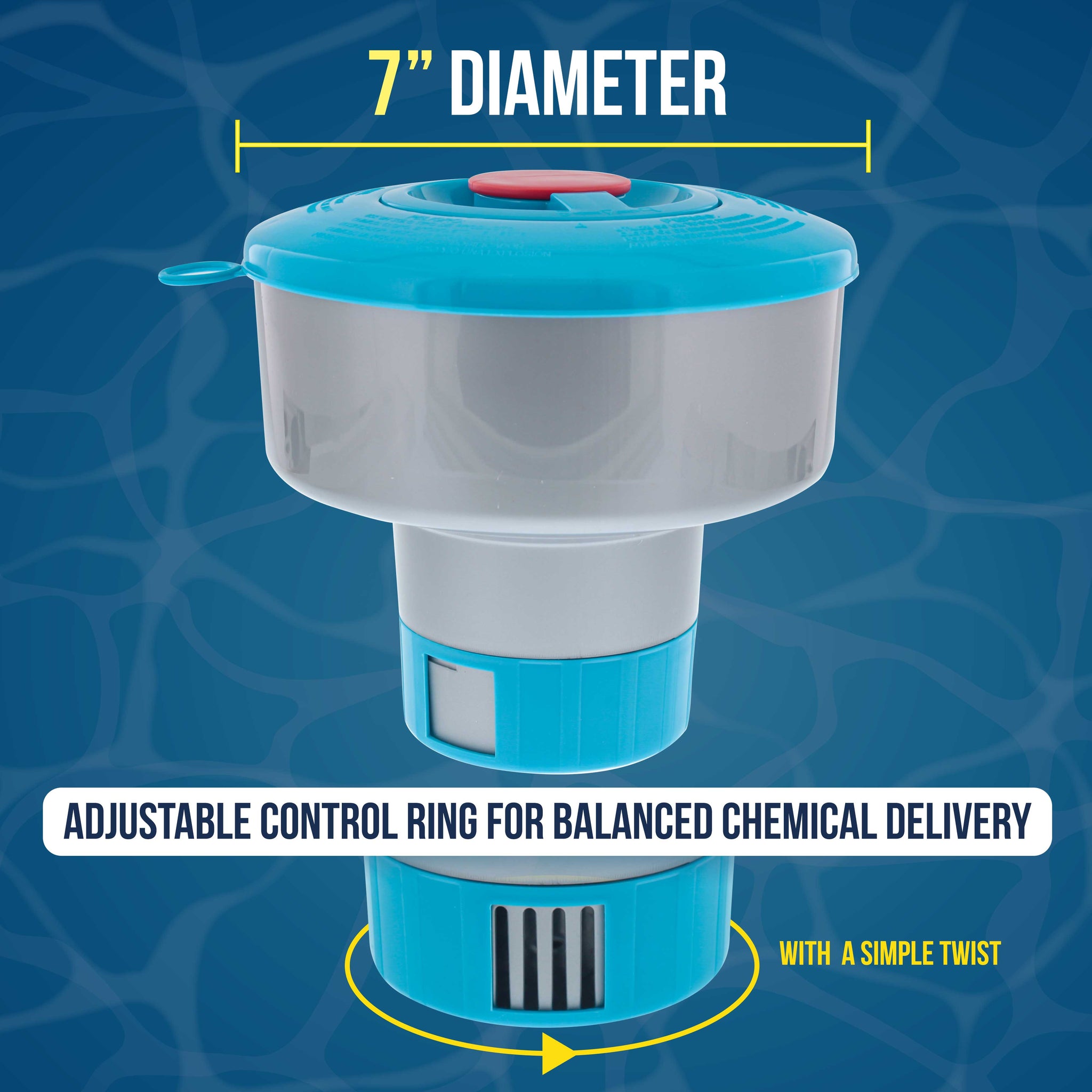 Pool Chlorine Floater Dispenser with Pop-Up Refill Indicator, Hold 3" Tablets