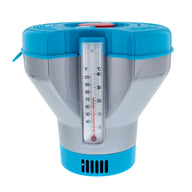 Deluxe Pool Chlorine Floater Dispenser with 100° F Thermometers on Each Side, Pop-Up Refill Indicator - Large Capacity Holds 3", 4" Tablets 8" Diameter Floating Chlorinator