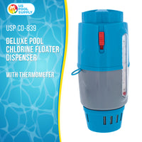 Deluxe Pool Chlorine Floater Dispenser - 3" Tablet Floating Chemical Dispenser, 4" Diameter - Inground & Above Ground Swimming Pools