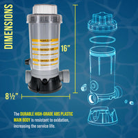 Professional In-Line Pool Automatic Chlorine Feeder - 9 lb Chemical Capacity, Compatible with Hayward CL200 Chlorinator - Above Ground Swimming Pools, Lid Wrench, Easy Installation