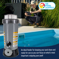 Professional Off-Line Pool Automatic Chlorine Feeder - 9 lb Chemical Capacity, Compatible with Hayward CL220 Chlorinator - Above Ground Swimming Pools, Easy Installation