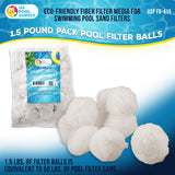 1.5 lbs Pool Filter Balls - Fiber Filter Media for Swimming Pool Sand Filters (Equals 50 lbs Pool Filter Sand) - Higher Filtration