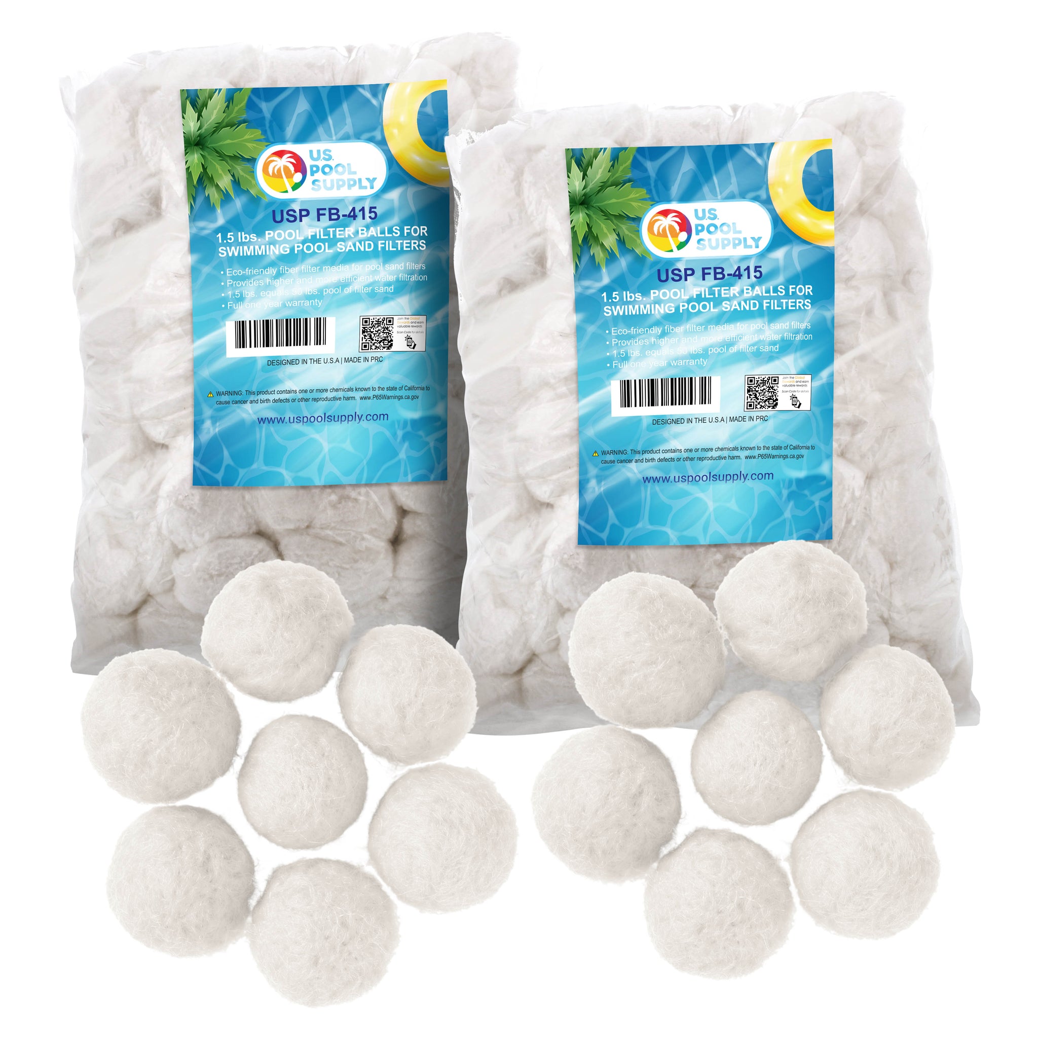 3.0 lbs Pool Filter Balls - Fiber Filter Media for Swimming Pool Sand Filters (Equals 100 lbs Pool Filter Sand) - Higher Filtration