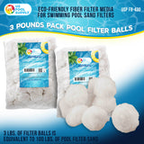 3.0 lbs Pool Filter Balls - Fiber Filter Media for Swimming Pool Sand Filters (Equals 100 lbs Pool Filter Sand) - Higher Filtration