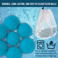 1.5 lbs Blue Pool Filter Balls - Eco-Friendly Fiber Filter Media for Swimming Pool Sand Filters (Equals 50 lbs Pool Filter Sand)