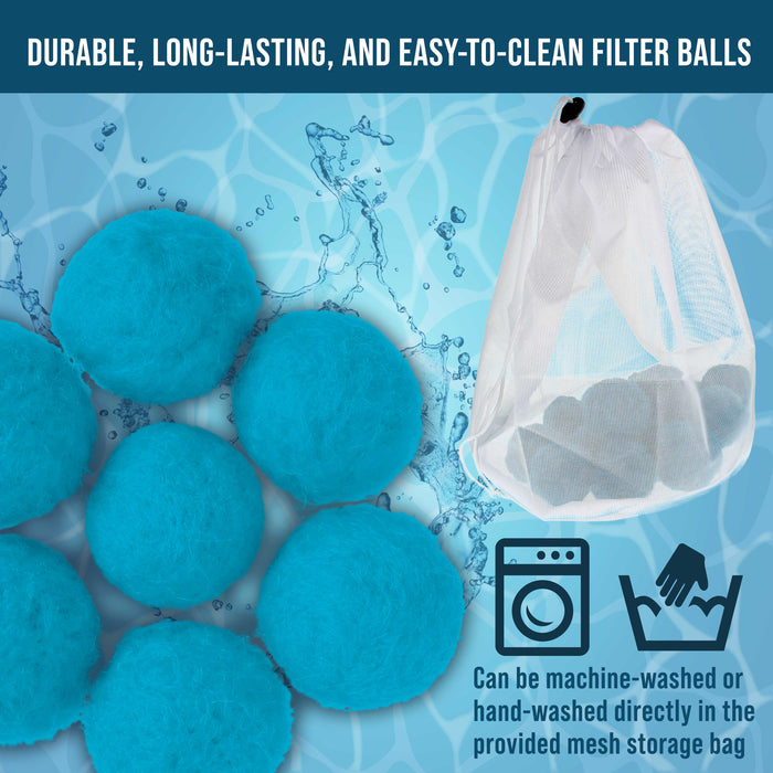 U.S. Pool Supply 1.5 lbs Blue Pool Filter Balls - Eco-Friendly Fiber Filter Media for Swimming Pool Sand Filters (Equals 50 lbs Pool Filter Sand)