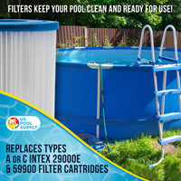 4 Pack of Universal Replacement Filter Cartridges, Type A or C, Compatible with Above Ground Swimming Pool Pumps Using A or C Filters