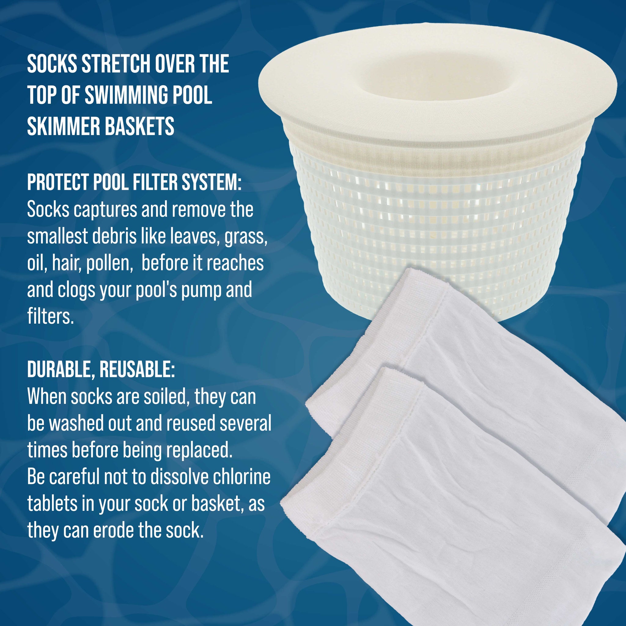 Pool Skimmer Filter Socks, Value Pack of 50 - Ultra Fine Mesh Filter Sock Nets for Skimmer Baskets
