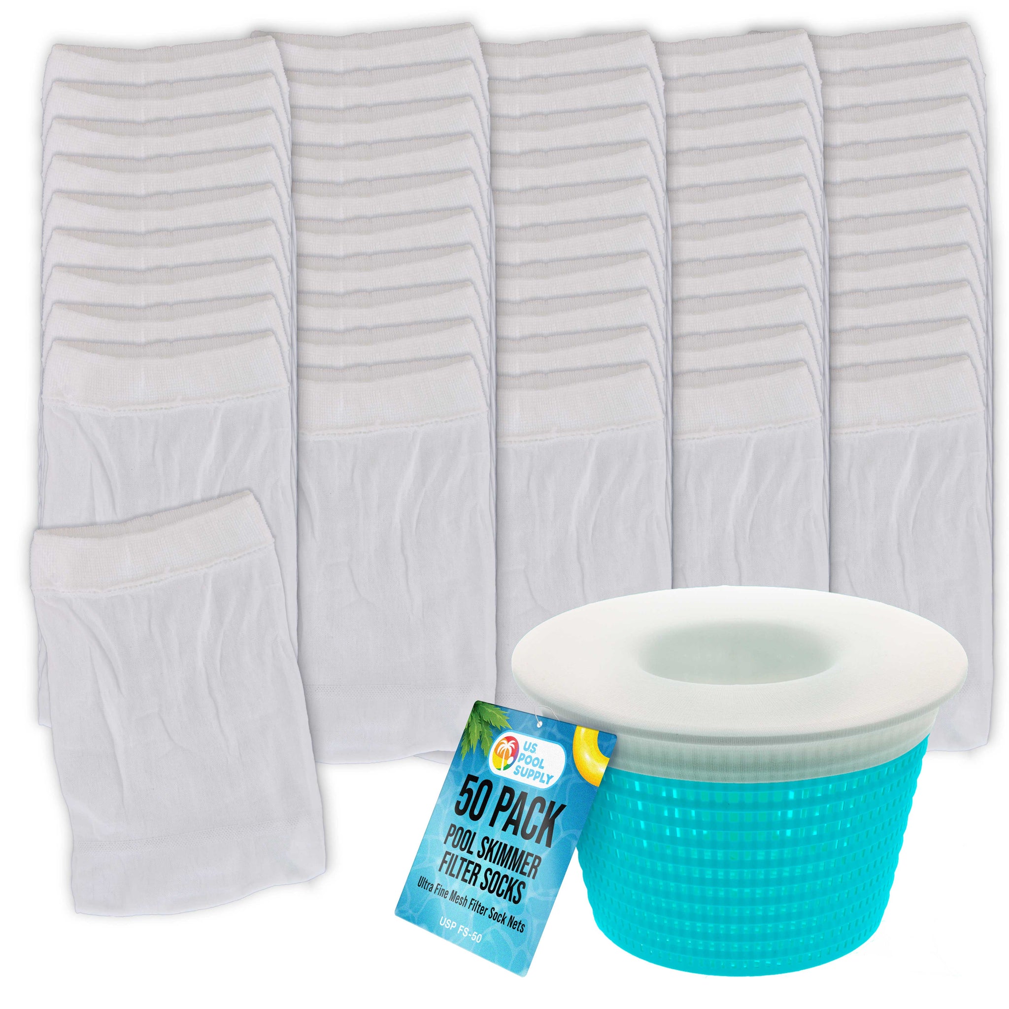 Pool Skimmer Filter Socks, Value Pack of 50 - Ultra Fine Mesh Filter Sock Nets for Skimmer Baskets