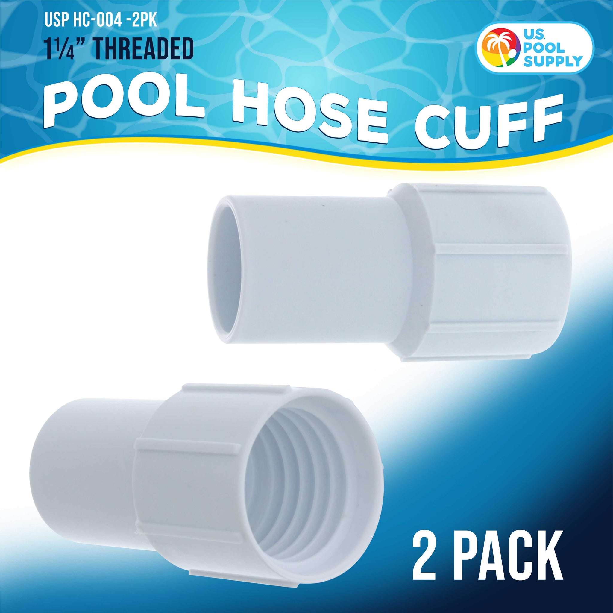 1-1/4" Pool Hose Cuff, 2 Pack - Swimming Pool Replacement Cuff for Spiral-Wound Vacuum Hoses - Threaded Cuff, Repair Hose Ends