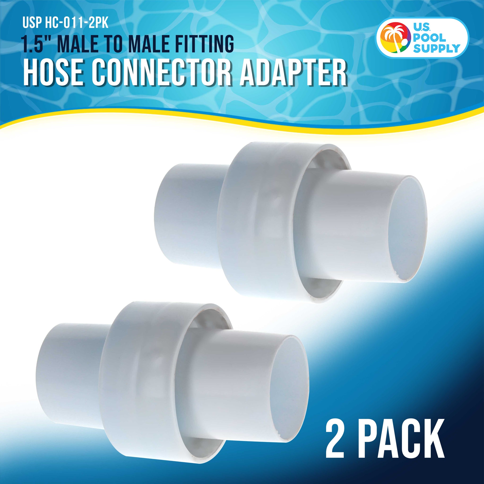 Hose Connector Adapter, 1.5" Male to Male Fitting, Pack of 2 - Connects Female Cuff Vacuum Hoses, Leaf Canister Conversion Joiner - Replacement, Compatible with Hayward AXV092 Adapter