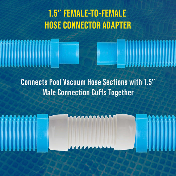 Hose Connector Adapter, 1.5" Female to Female Fitting - Connects Male Cuff Vacuum Hose Sections, Automatic Pool Cleaners - Replacement Compatible Pentair Kreepy Krauly K21241B