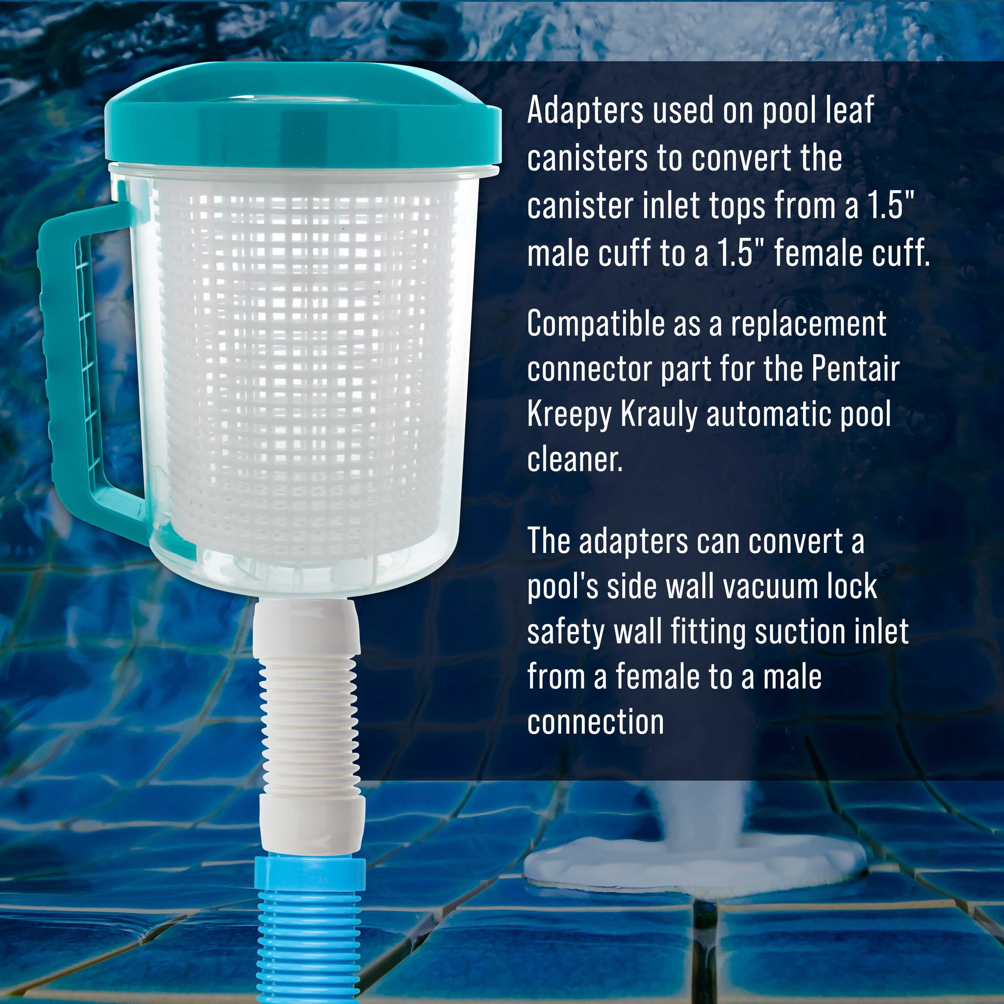 Hose Connector Adapter, 1.5" Female to Female Fitting - Connects Male Cuff Vacuum Hose Sections, Automatic Pool Cleaners - Replacement Compatible Pentair Kreepy Krauly K21241B