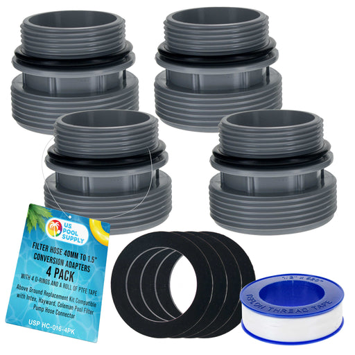 Pool Hose 40mm to 1.5" Hose Conversion Adapters 4560, Pack of 4 - Above Ground Replacement Kit Compatible with Intex, Hayward, Coleman Pool Filter Pump Hose Connector