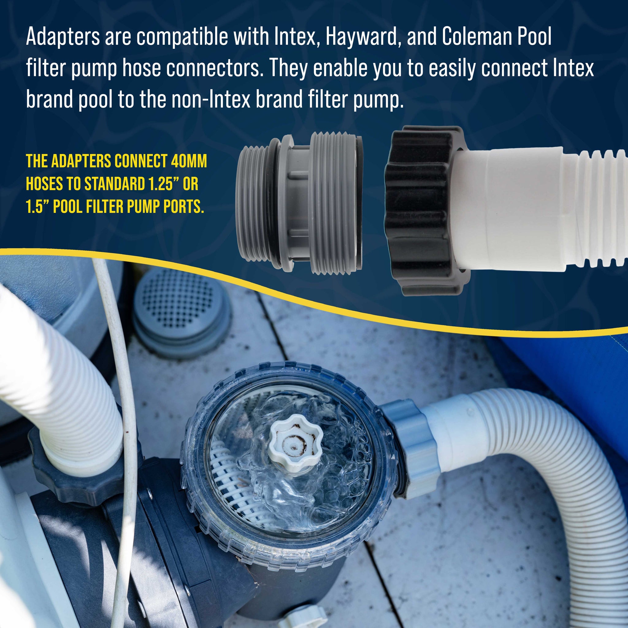 Pool Hose 40mm to 1.5" Hose Conversion Adapters 4560, Pack of 4 - Above Ground Replacement Kit Compatible with Intex, Hayward, Coleman Pool Filter Pump Hose Connector
