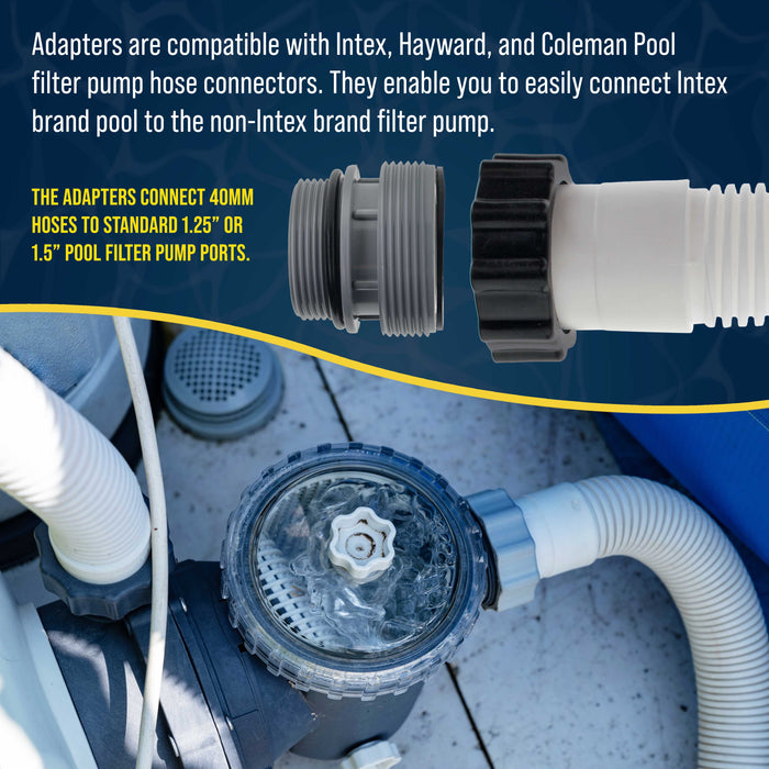 Pool Hose 40mm to 1.5" Hose Conversion Adapters 4560, Pack of 4 - Above Ground Replacement Kit Compatible with Intex, Hayward, Coleman Pool Filter Pump Hose Connector