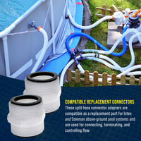 1.5" Pool Split Hose Connector Adapter with Gaskets, Pack of 2 - Hose Extender Joint Connection - Above Ground Replacement Compatible with Intex Pool Filter Pumps