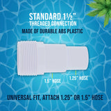 Replacement Universal Combo Hose Adapter, 1-1/4" or 1-1/2", 3 Pack - Fits Above-Ground Pool Pump, Filter, Skimmer - Compatible with Hayward SPX1091Z7 or SPX1091Z4, Chlorine Feeders