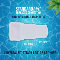 Replacement Universal Combo Hose Adapter, 1-1/4" or 1-1/2", 3 Pack - Fits Above-Ground Pool Pump, Filter, Skimmer - Compatible with Hayward SPX1091Z7 or SPX1091Z4, Chlorine Feeders