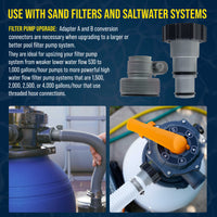 Pool Hose Adapter A B Conversion 1.25" to 1.5" Hose Connector with Clamps, Pack of 2 - Above Ground Replacement Compatible with Intex Pool Filter Pumps, Sand Filters Saltwater Systems