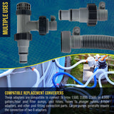 Pool Hose Adapter A B Conversion 1.25" to 1.5" Hose Connector with Clamps, Pack of 2 - Above Ground Replacement Compatible with Intex Pool Filter Pumps, Sand Filters Saltwater Systems