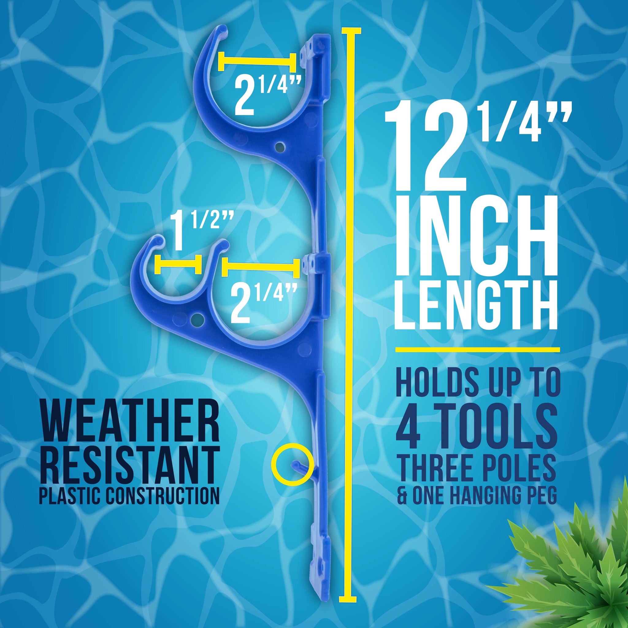 Set of 2 Plastic Pool Hangers for Telescopic Poles - Store Poles with Nets, Vacuums, Hoses & Attachments